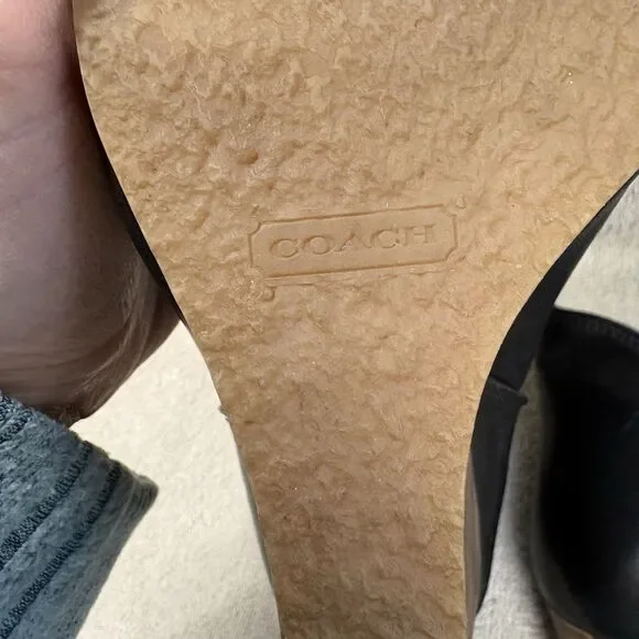 Coach Farah Wedge Ankle Boots Black Leather Chelsea Style Women’s Size 9B - Picture 6 of 8